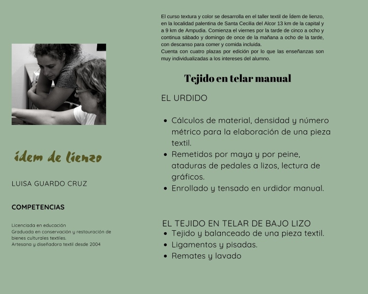Cursos textura y color "monográfico de tejeduría" @ Ídem de Lienzo