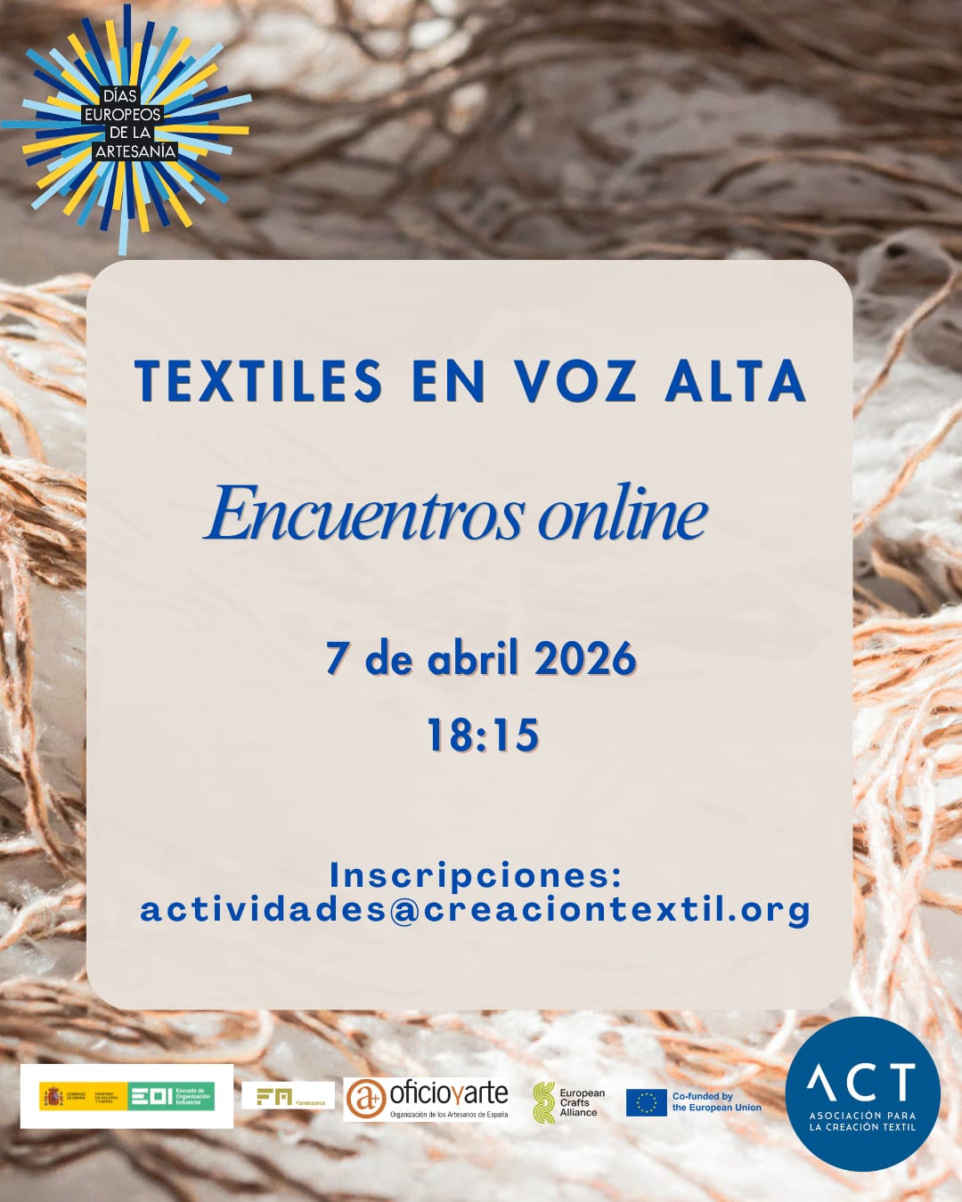Encuentros Textiles Días Europeos de la Artesanía 2026 Encuentros Textiles Días Europeos de la Artesanía 2026